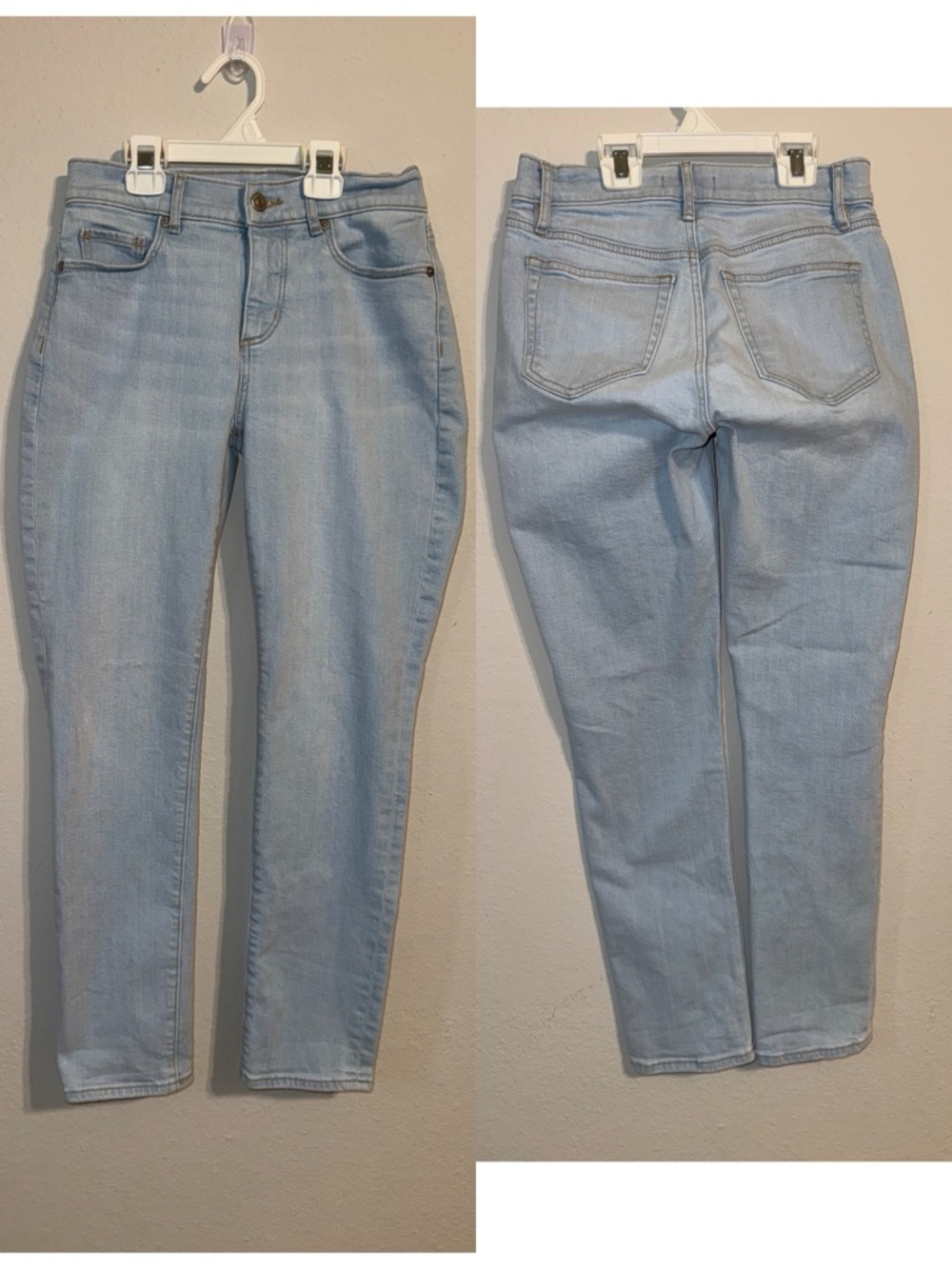 LOFT Light Wash Skinny Jeans in Pale Blue